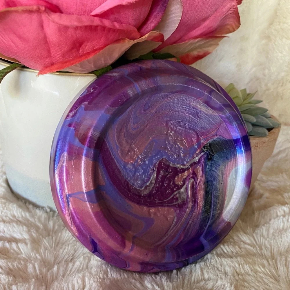 Fluid Art ring dish trinket tray unique gift purple